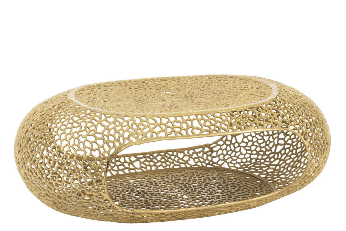 J-Line Salon Table Ovaal aluminium goud bevlekte groot