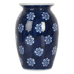 Vaas Ø 10x15 cm Blauw Wit Keramiek Bloemen