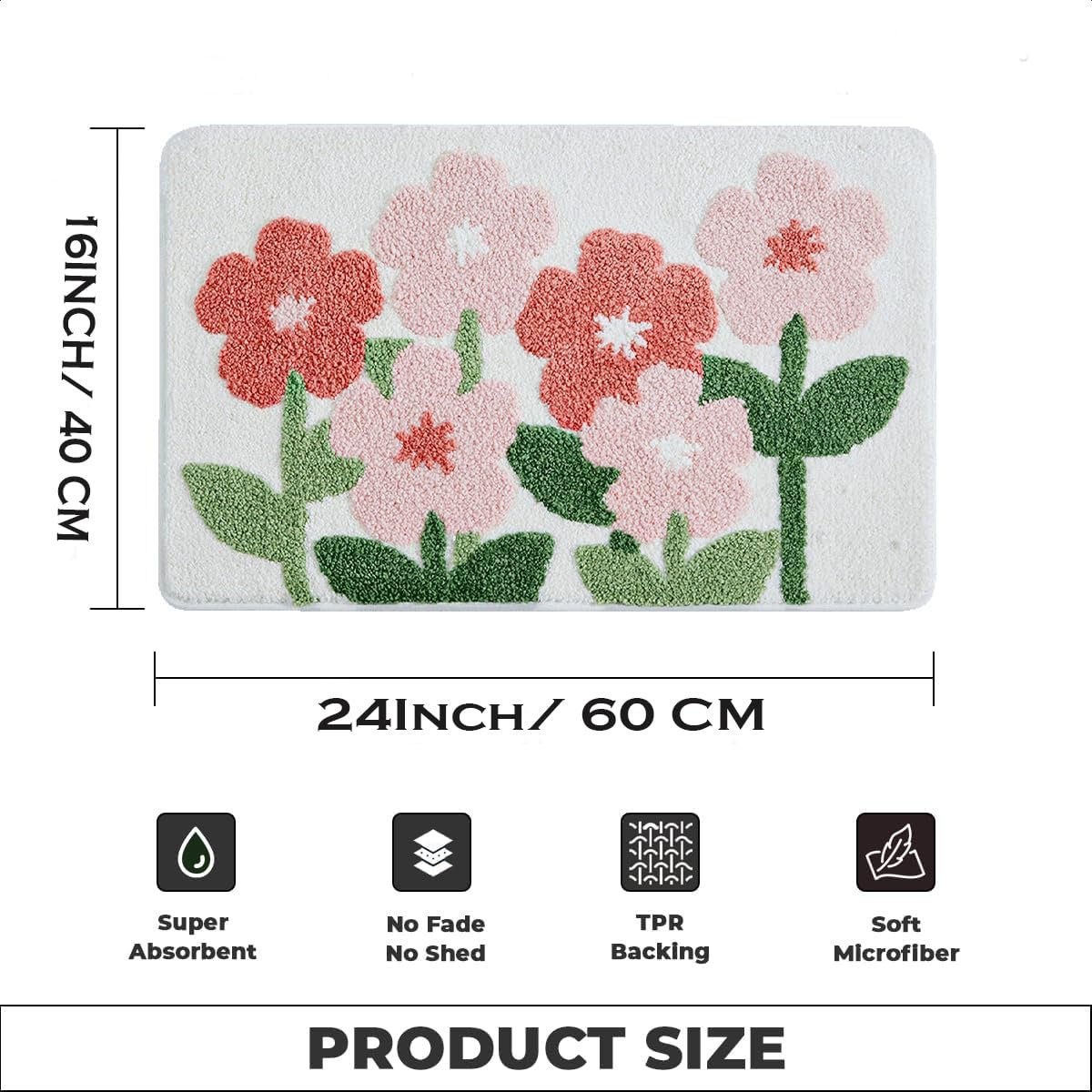 Abstract schattig babyroze antislip wasbaar bad- en deurmatkleed voor thuis | Sneldrogend vloerdecor, meerdere maten