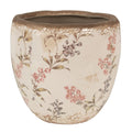 Bloempot Ø 14x14 cm Beige Roze Keramiek Bloemen Bloempot Binnen