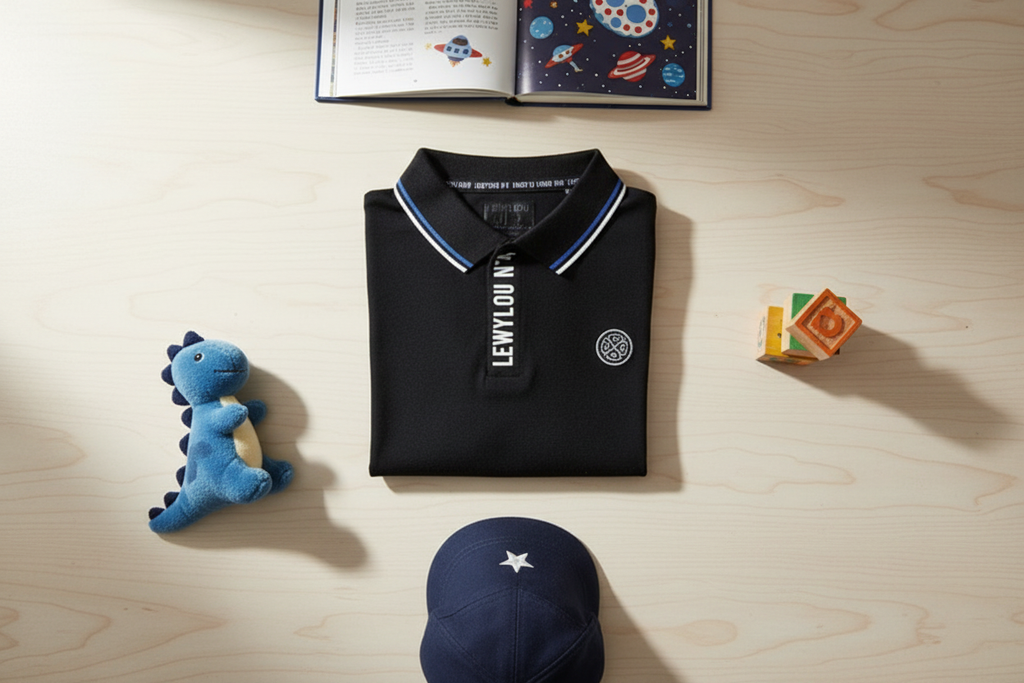 LewyLou NO4 Polo zwart met blauw