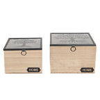 Opbergdoosje Set van 2 18x18x12 cm Bruin MDF Opbergkist