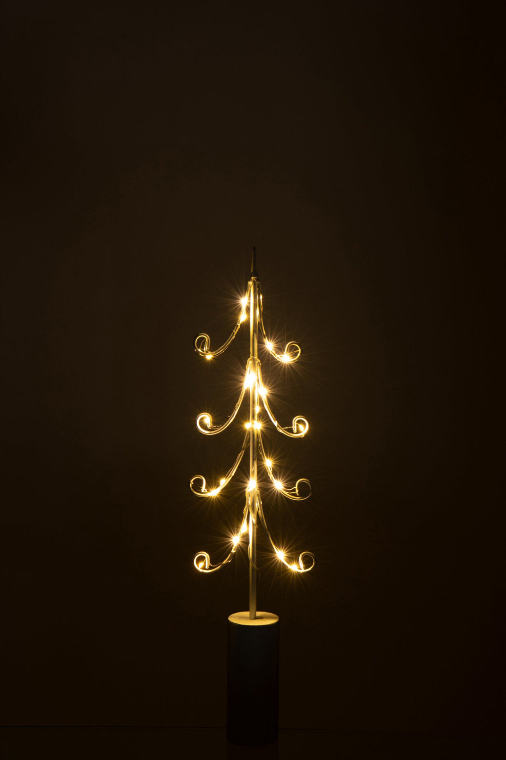 J-Line decoratie Boom - ijzer - wit - M - LED lichtjes