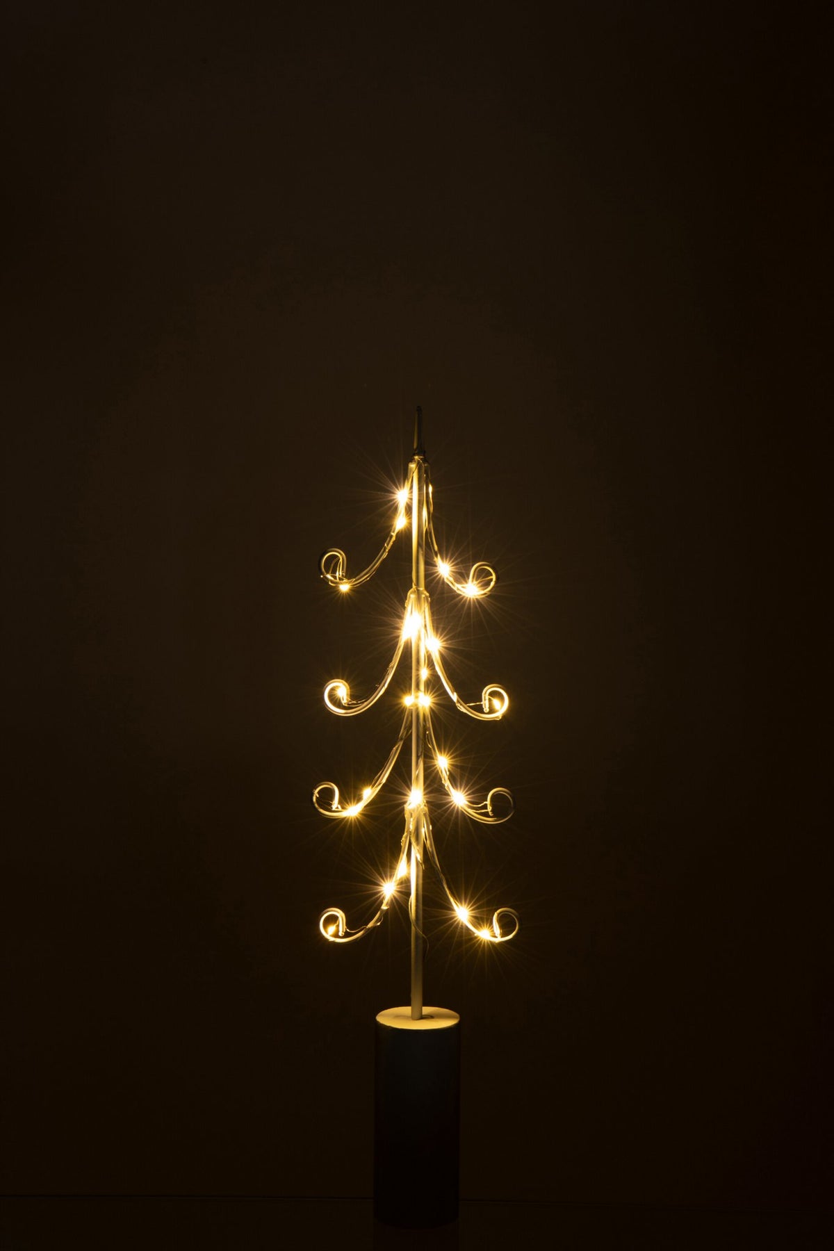 J-Line decoratie Boom - ijzer - wit - M - LED lichtjes