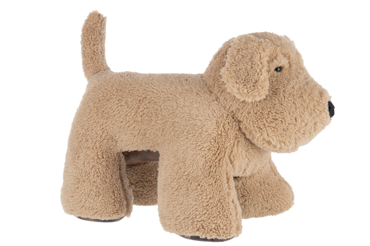 J-Line deurstopper hond - beige - polyester