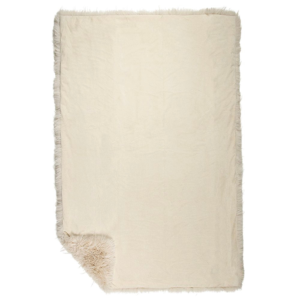 Plaid teddy langhaar pluk beige 130x170cm