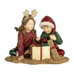 Kerstdecoratie Beeld Kinderen 14x9x11 cm Rood Kunststof