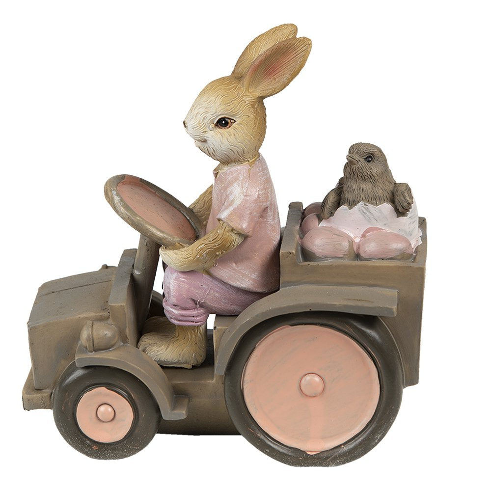 Beeld Konijn 13x7x12 cm Roze beige polyresin