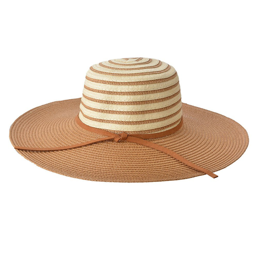 Hoed Dames Ø 58 cm Beige Papierstro Strepen Zonnehoed
