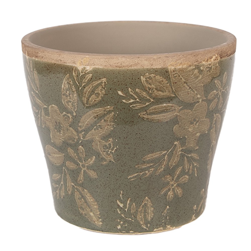 Bloempot Ø 10x9 cm Groen Keramiek