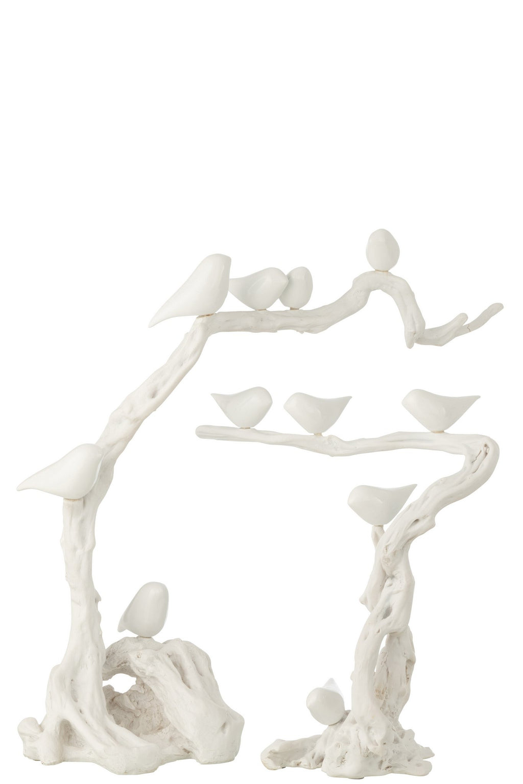 J-Line decoratie Vogel Op Tak - polyresin - wit - L