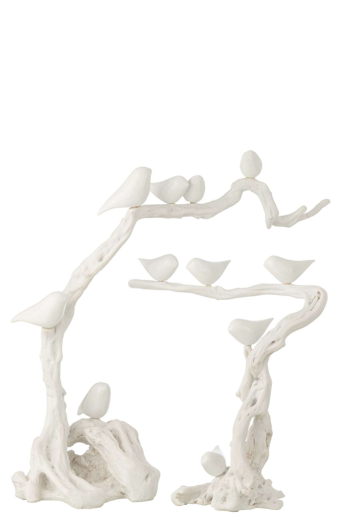 J-Line decoratie Vogel Op Tak - polyresin - wit - L