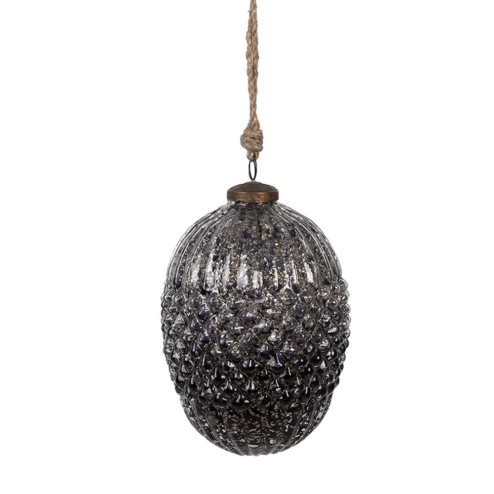 Kerstbal Ø 13x18 cm Zwart Glas Kerstboomversiering