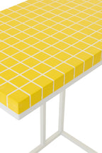 J-Line bijzettafel Rechthoek Geruit - ijzer - geel/wit