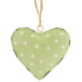 Metalenhanger hart met witte stippen 5x5cm groen