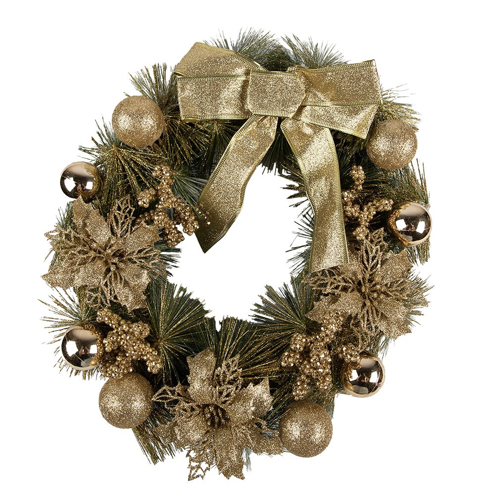 Kerstkrans Ø 40 cm Goudkleurig Kunststof
