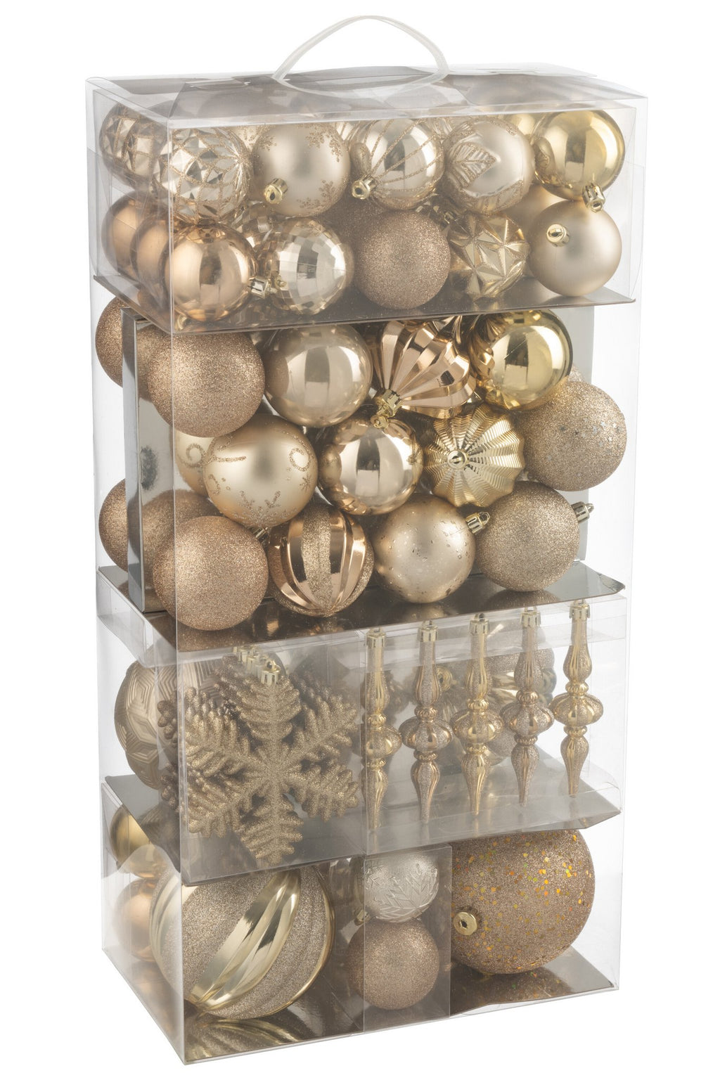 J-Line kerstbal - kunststof - beige/ecru - doos van 80