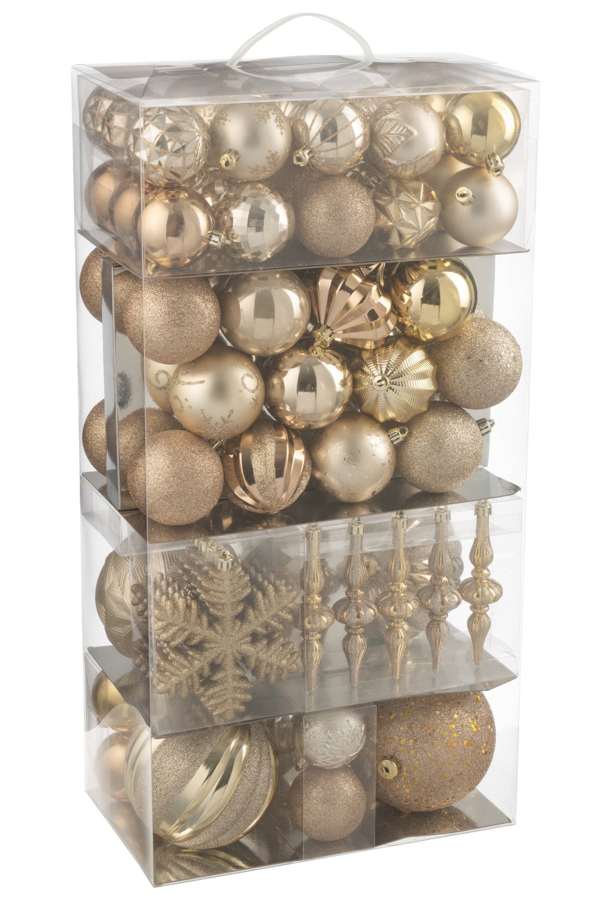 J-Line kerstbal - kunststof - beige/ecru - doos van 80