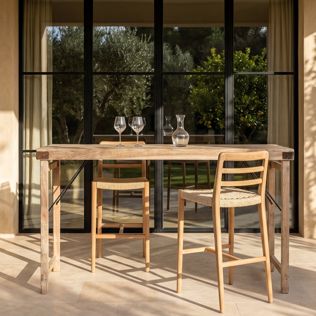 Limewash inklapbare bartafel - 170x60x107 cm