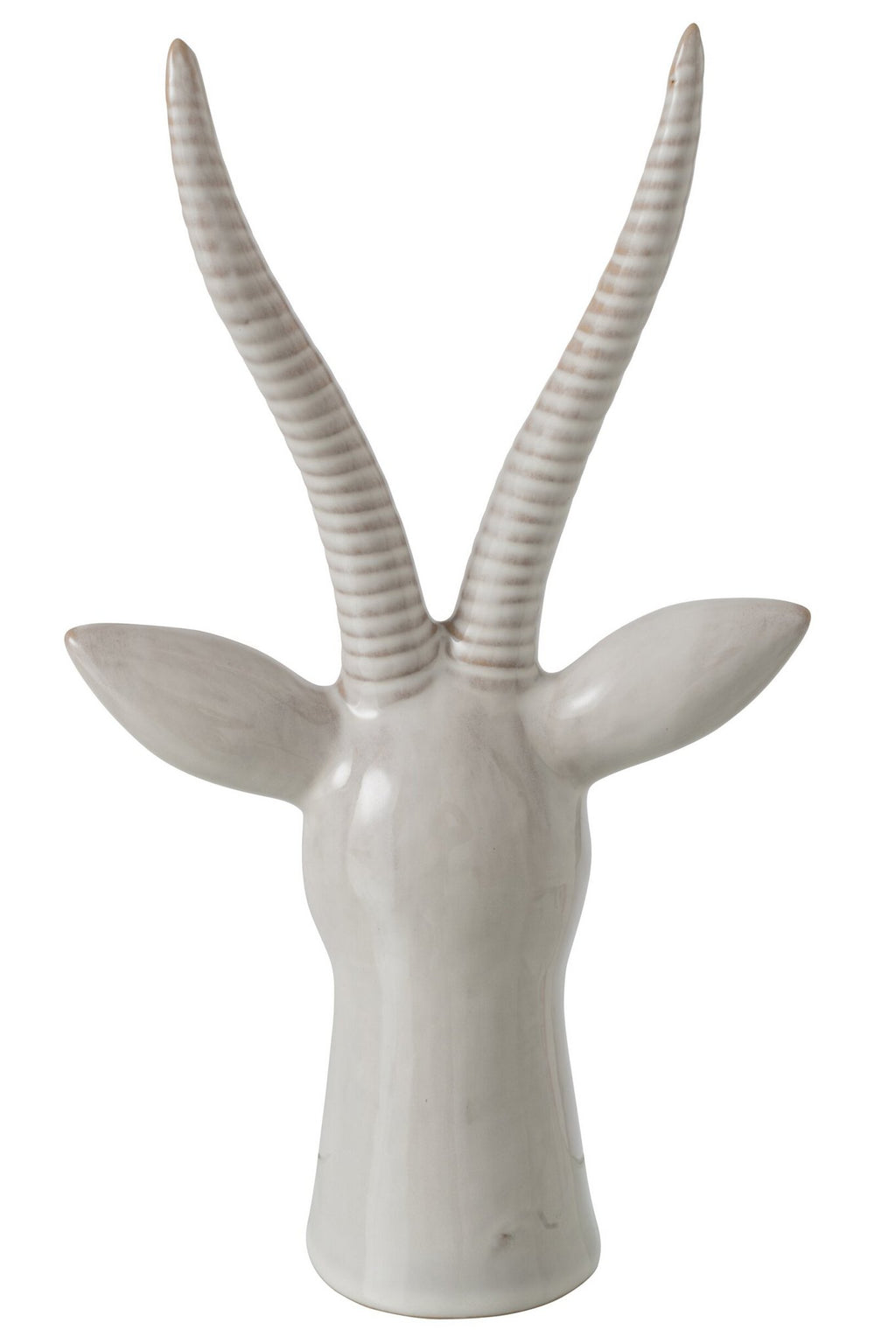 J-Line decoratie Hert Hoofd - porselein - ecru - large