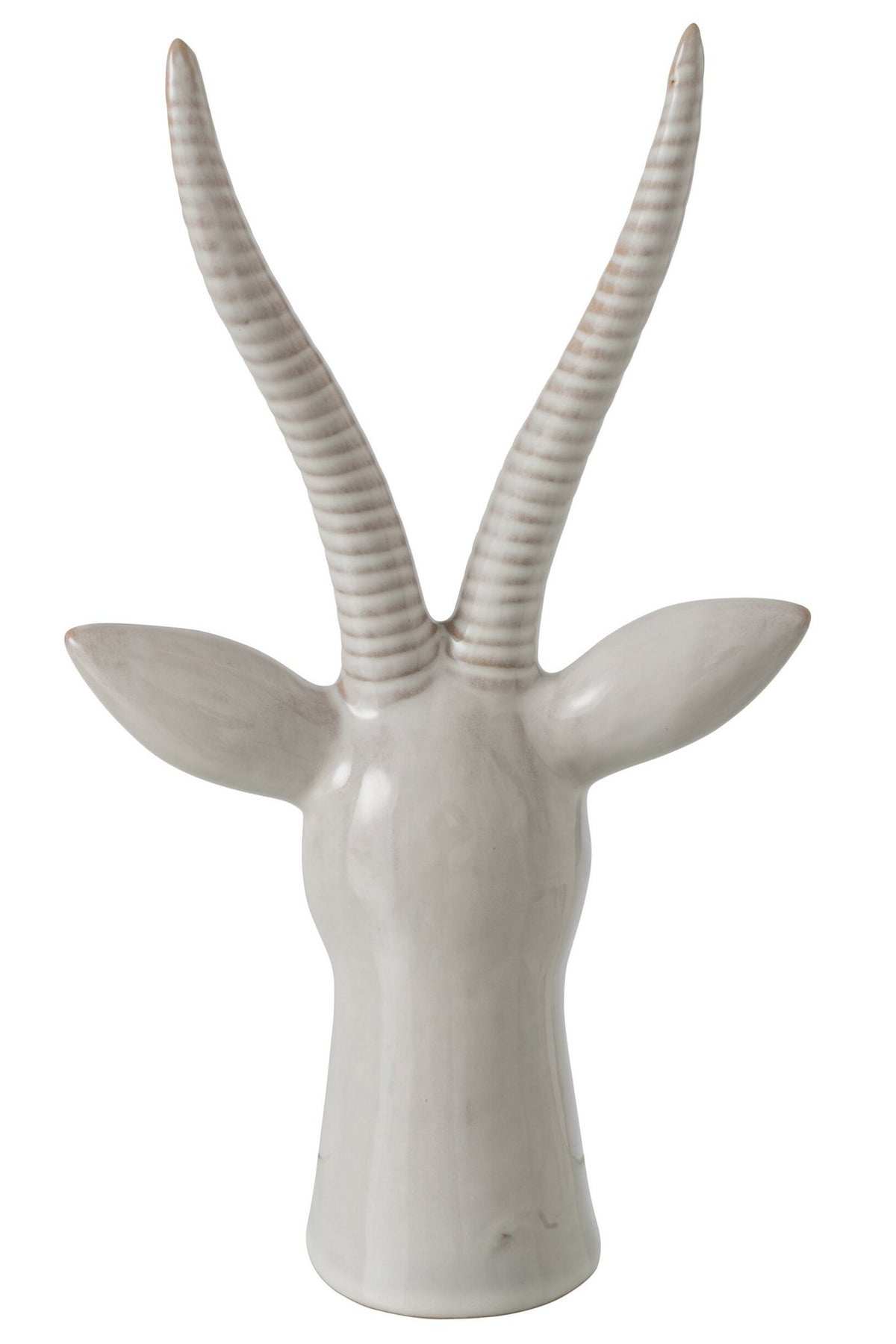 J-Line decoratie Hert Hoofd - porselein - ecru - large