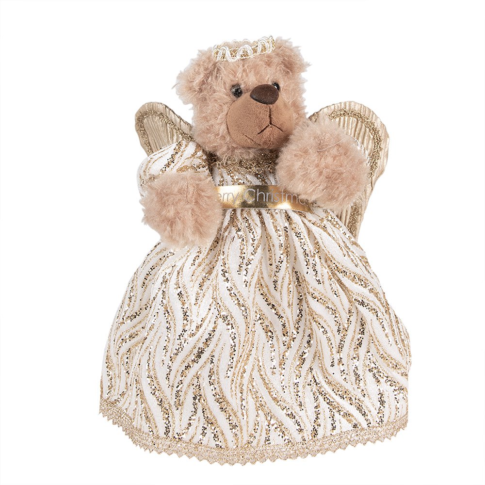Kerstdecoratie Beer 25 cm Beige Goudkleurig Kunststof