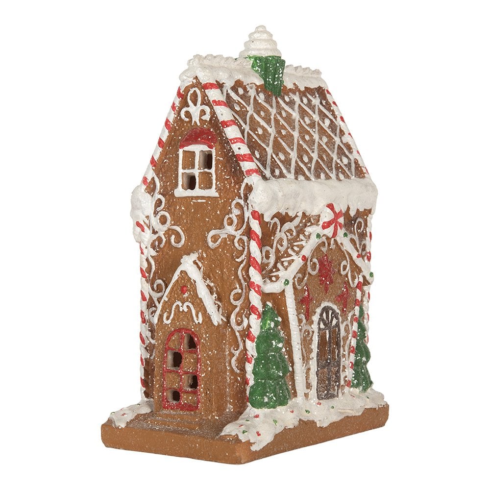 Gingerbread house met LED 15x9x20 cm Bruin Kunststof