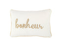 J-Line kussen Bonheur - textiel - wit/goud