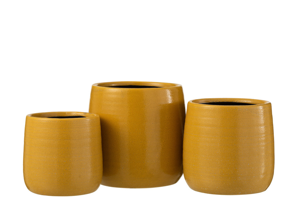 J-Line bloempot Effen - keramiek - oker - large - Ø 16.5 cm