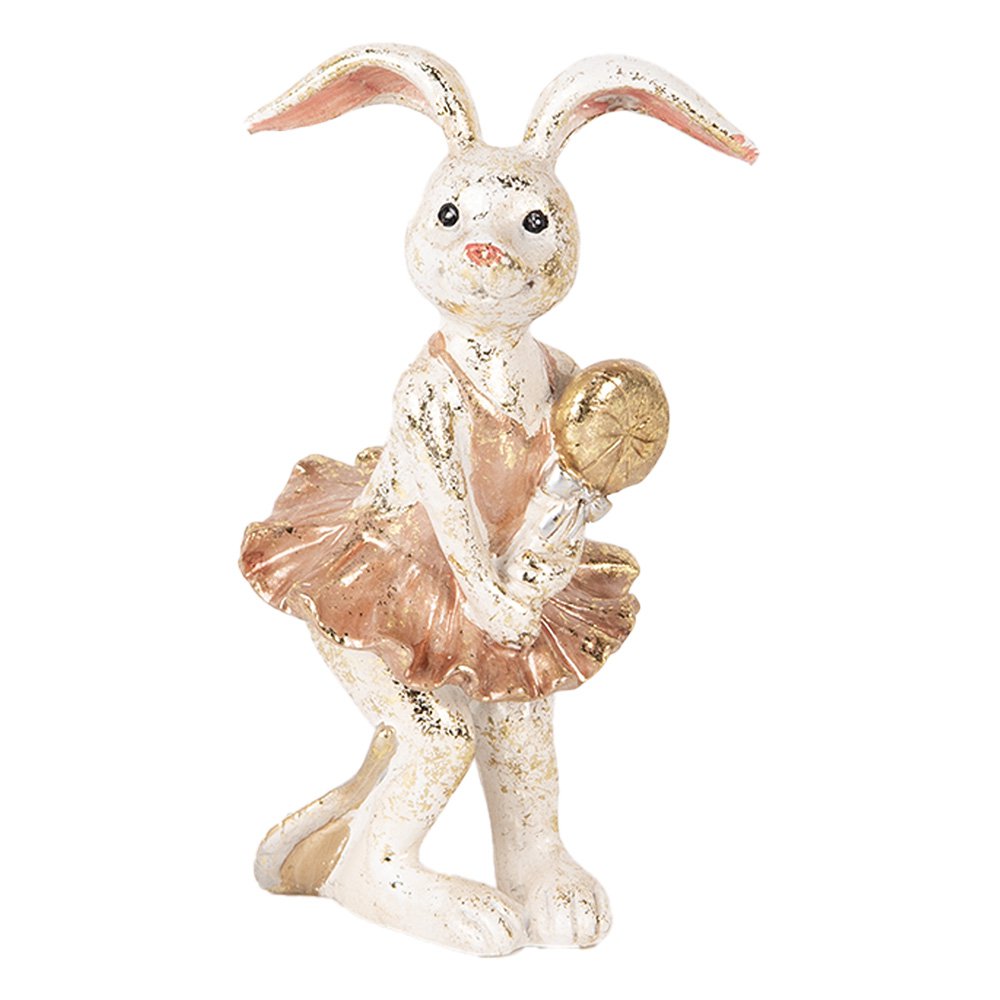 Decoratie Beeld Konijn 14 cm Beige Goudkleurig Kunststof