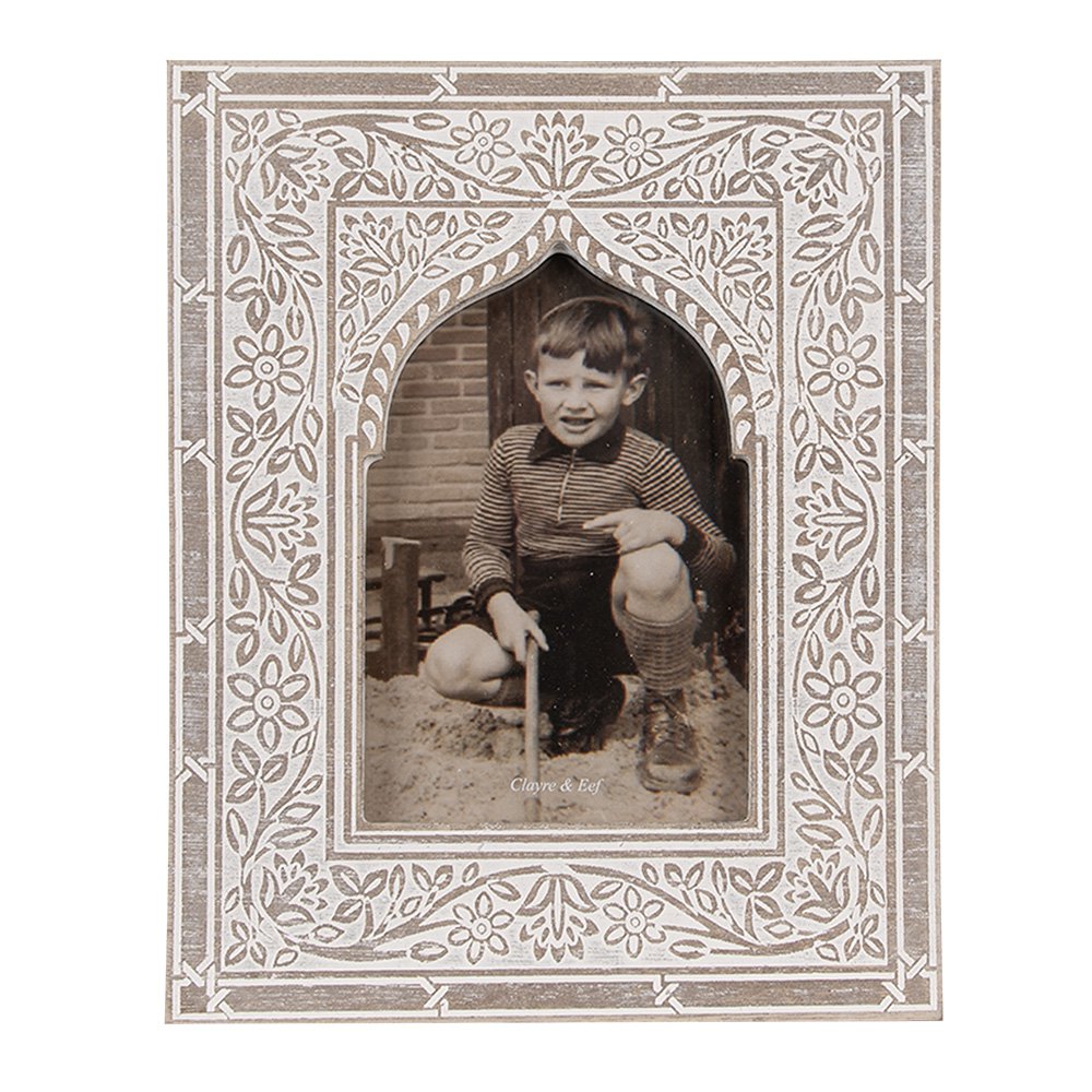 Fotolijst 10x15 cm Wit Bruin Hout Fotokader