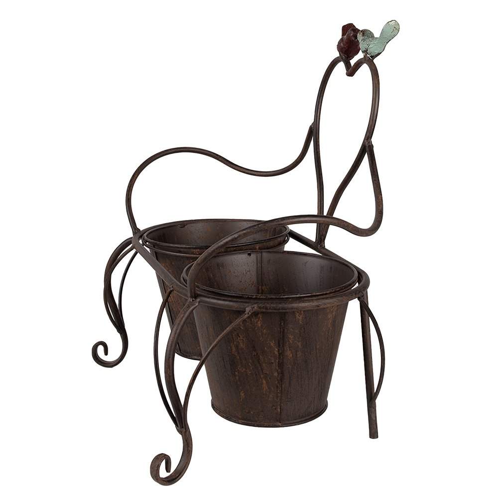Planthouder 39x18x39 cm Bruin IJzer Vogels