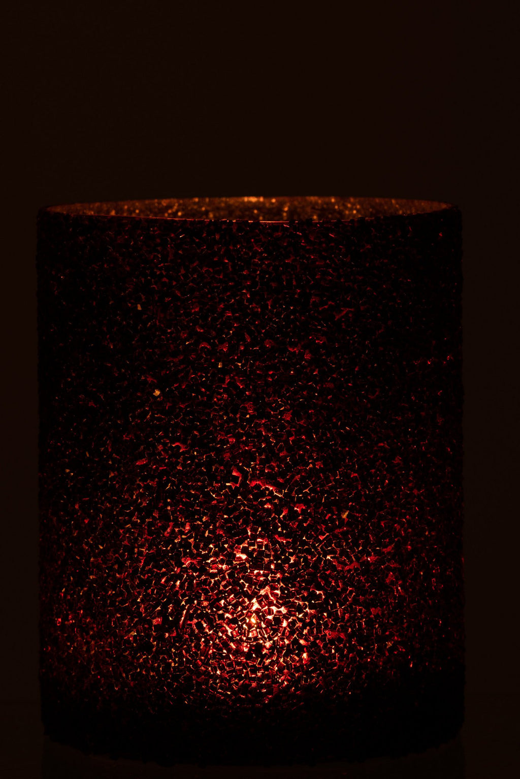 J-Line lantaarn Glitter - glas - bordeaux - groot