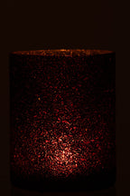 J-Line lantaarn Glitter - glas - bordeaux - groot