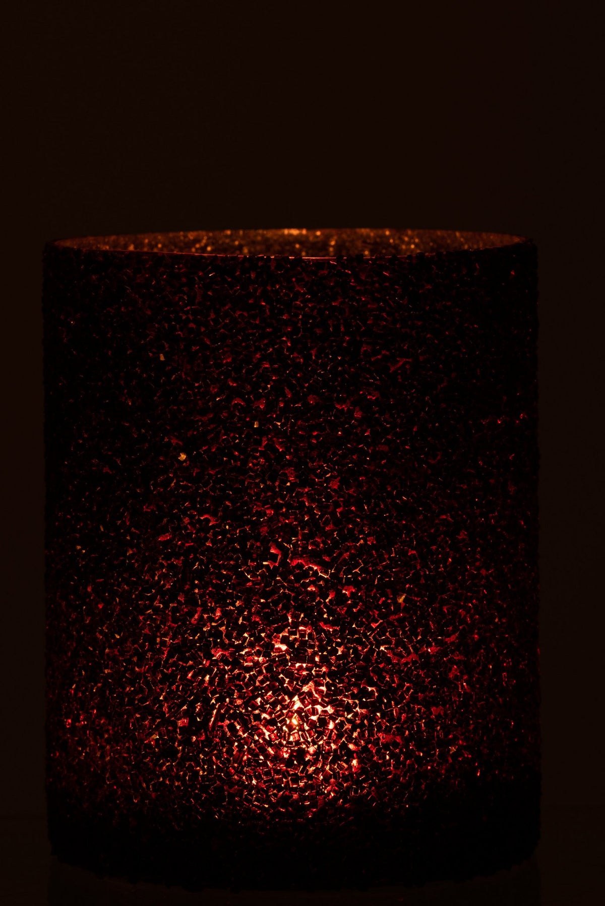 J-Line lantaarn Glitter - glas - bordeaux - groot