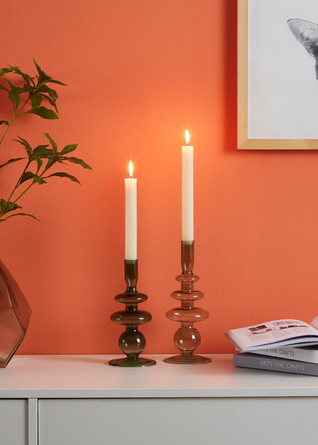 Candlestick Molume Green 9x19,5 cm