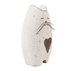 Decoratie beeld Kat 8x6x14 cm Wit Bruin Hout