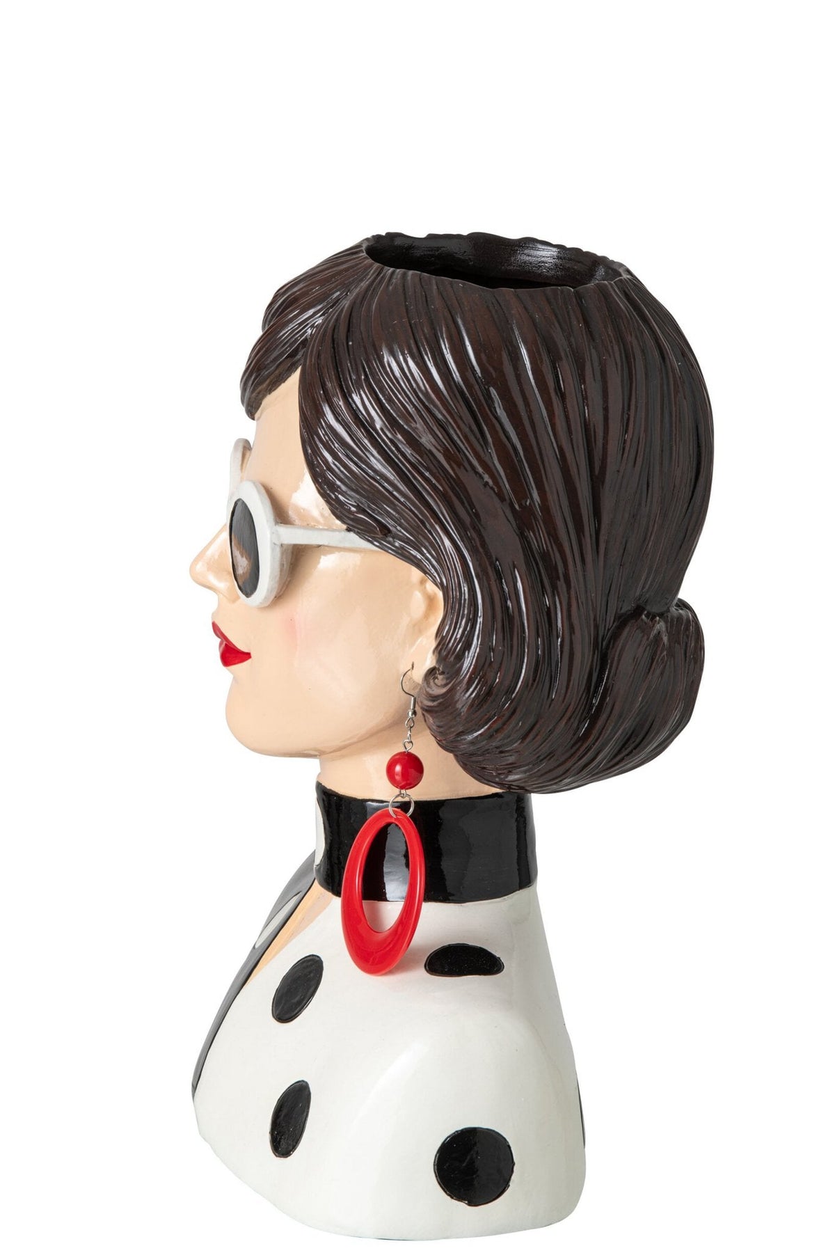 J-Line Vaas vrouw - hars - zwart/wit