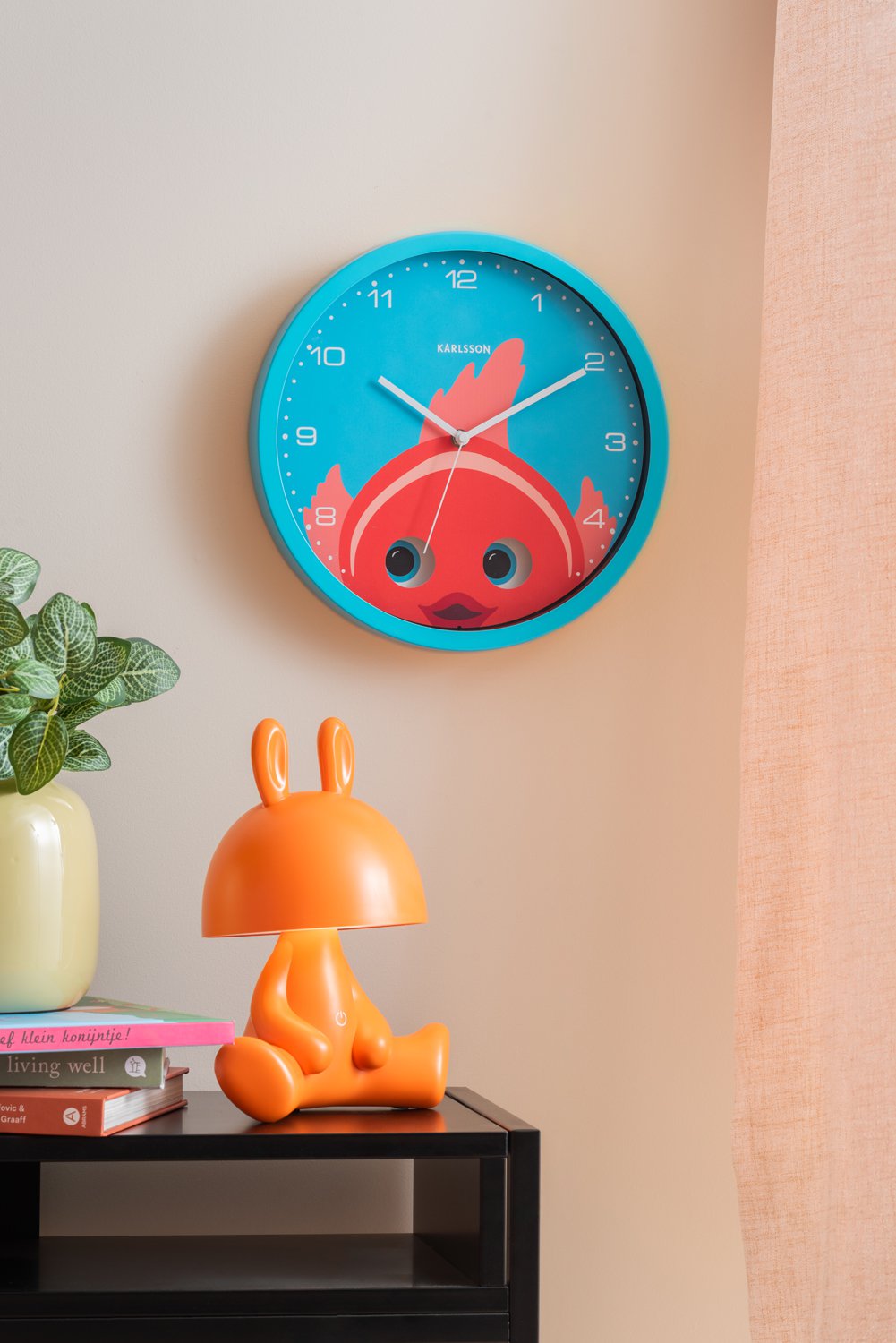 Wandklok Kiekeboe Goudvis