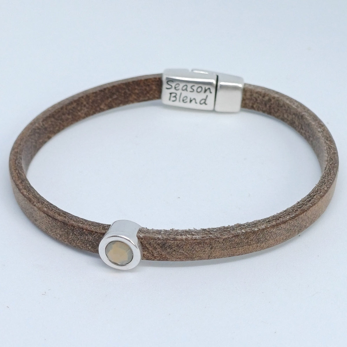 Shorty leren armband antiek verzilverd