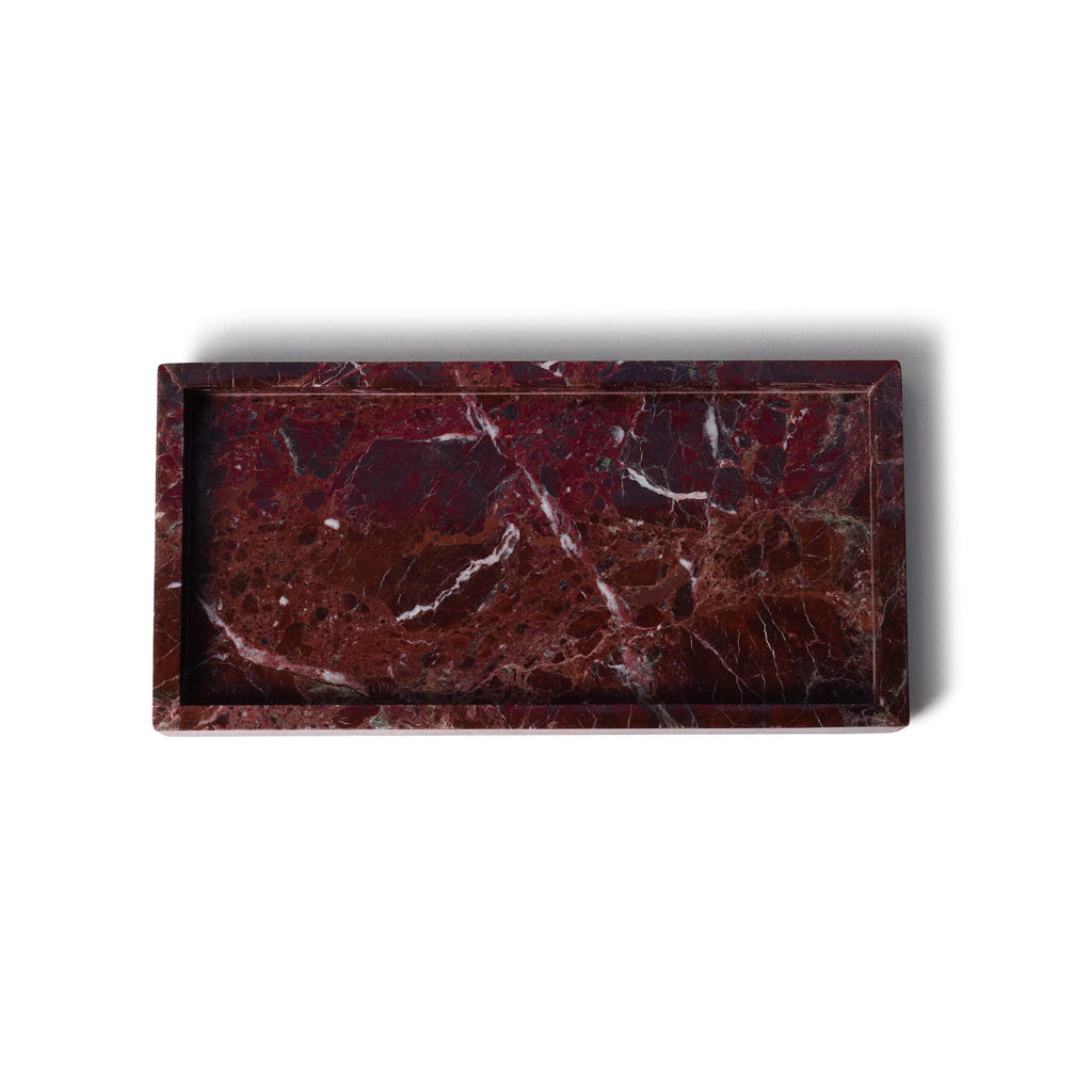 Marmer dienblad met rand 15x30cm rood