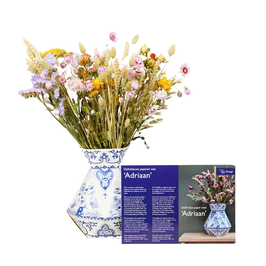 Gedroogde bloemen diy vaas - ‘Adriaan’ delft blauw