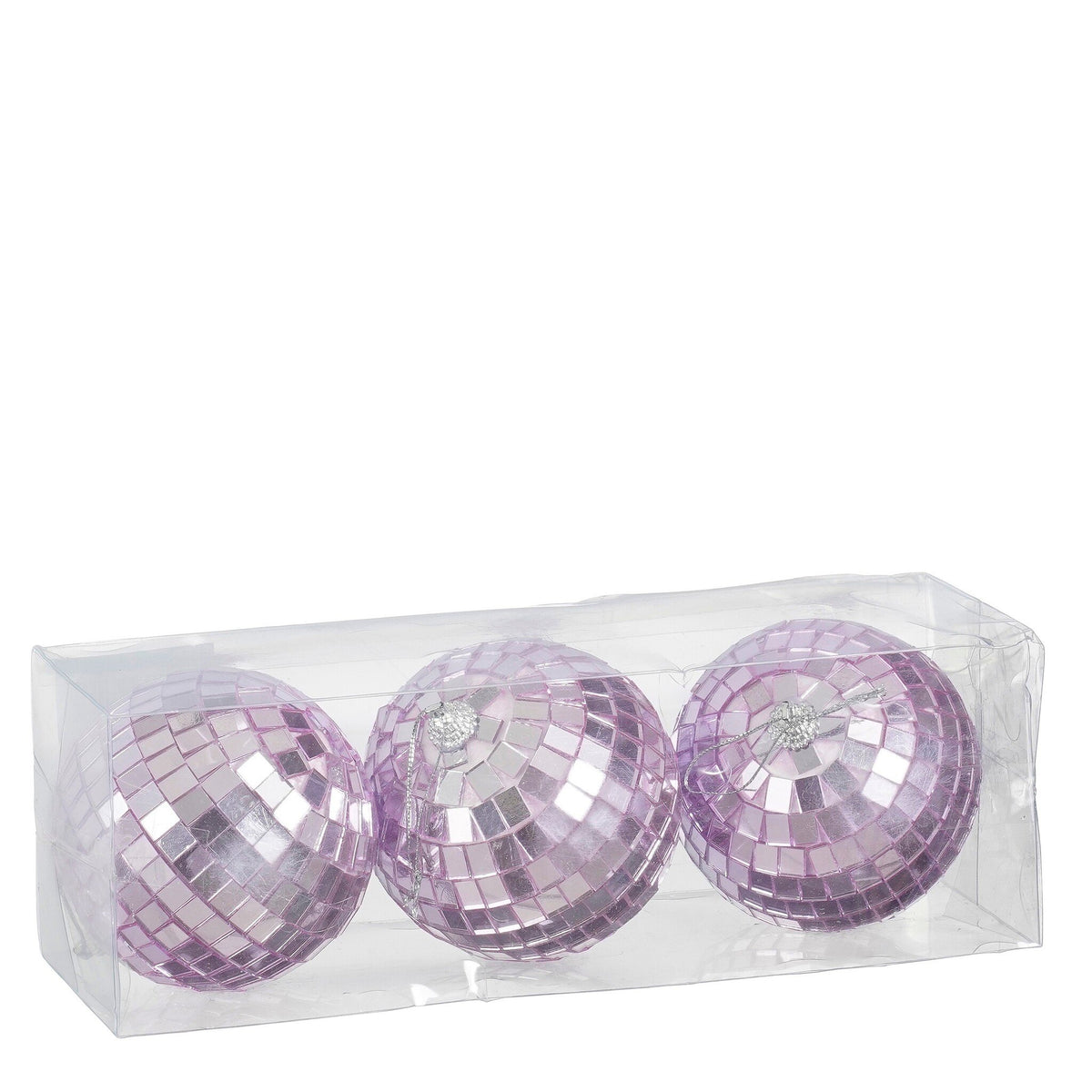 Ornament spiegelbal lila 3 stuks