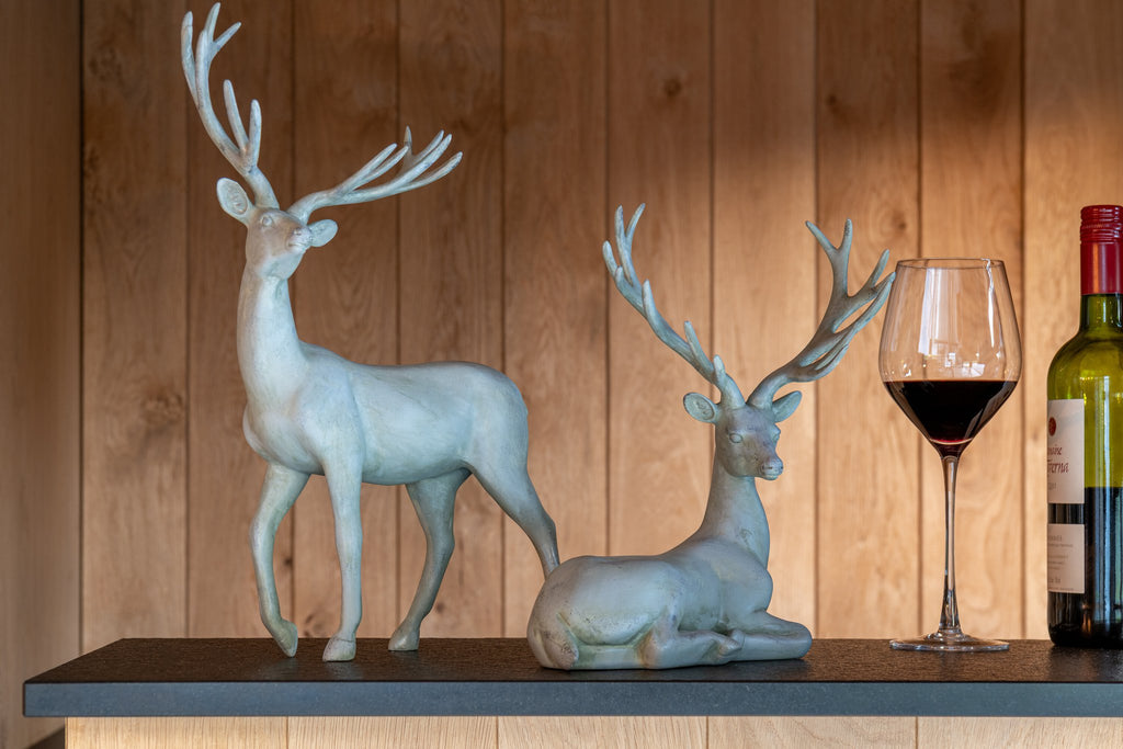 J-Line decoratie Hert Wandelend - polyresin - grijsblauw