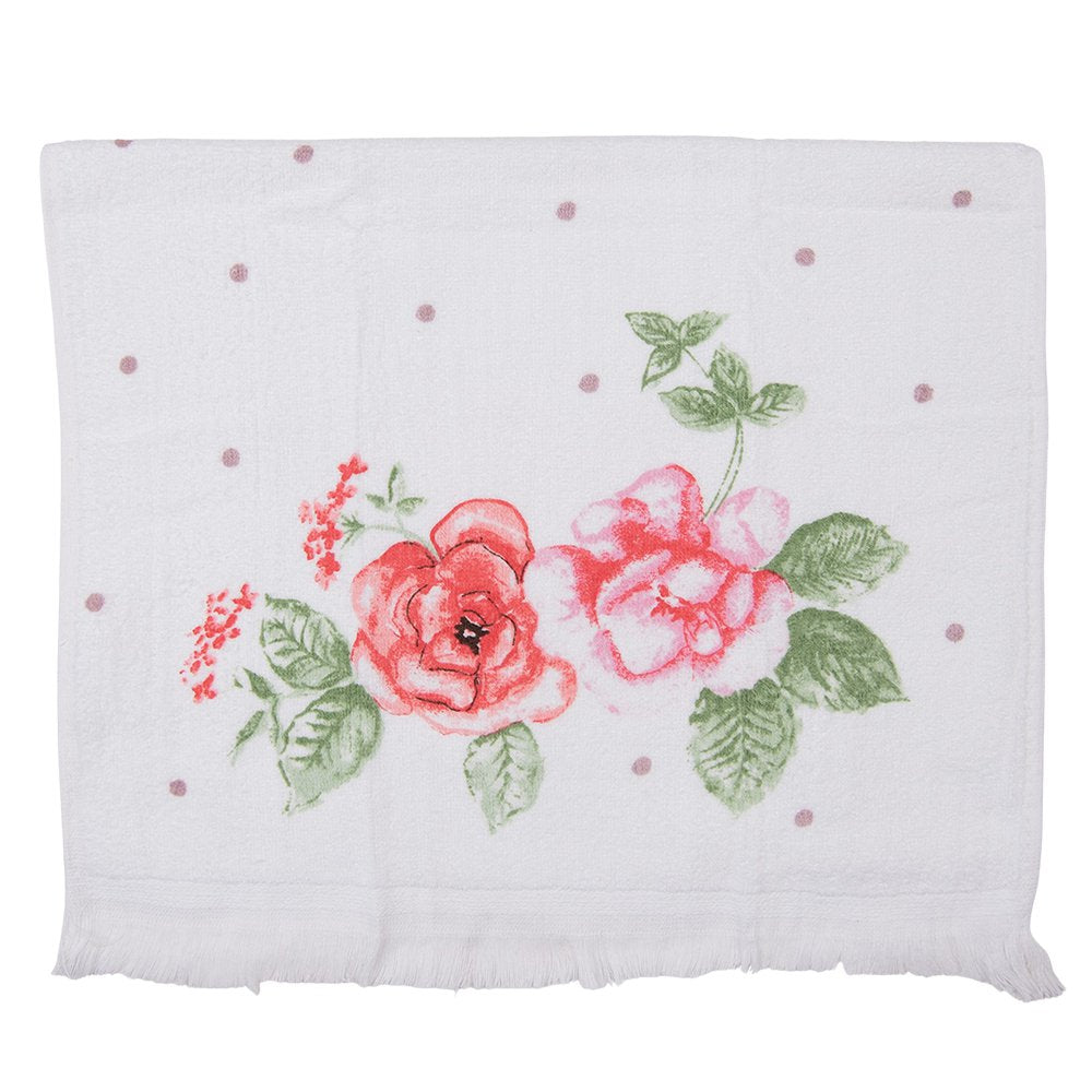 Gastendoekje 40x66 cm Wit Roze Katoen Bloemen Toilet Handdoek