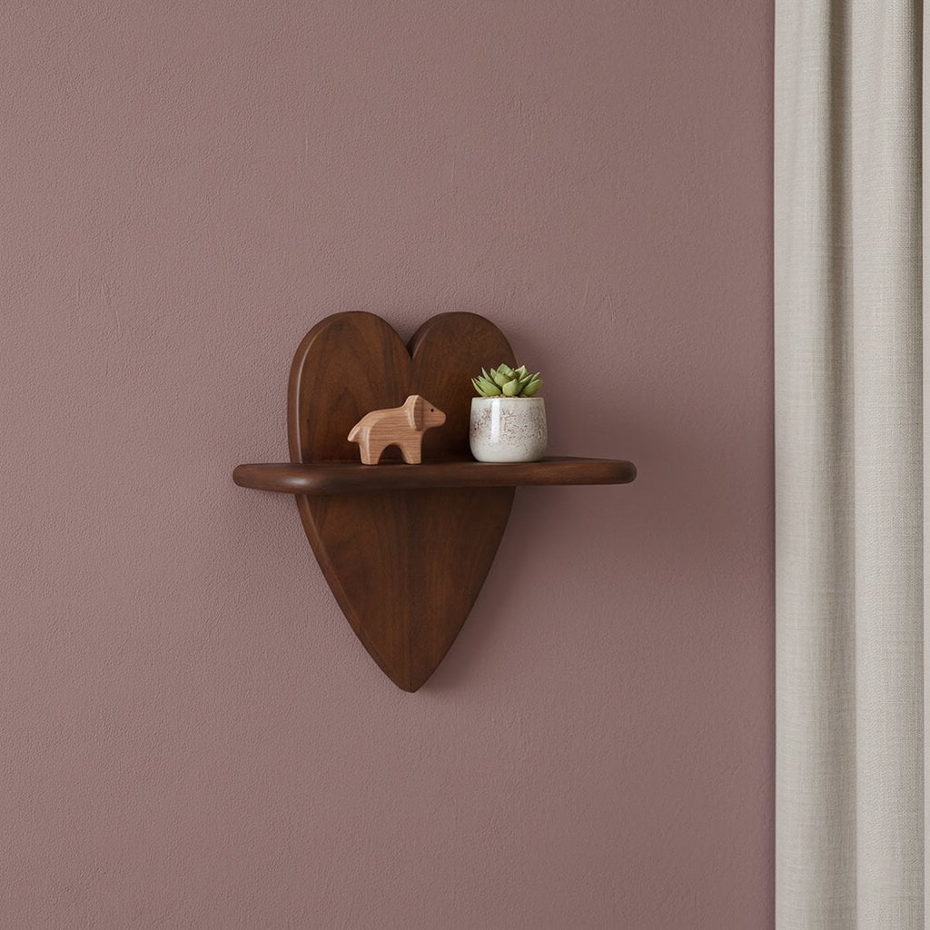 Bullnose mangohouten wandplank Heart