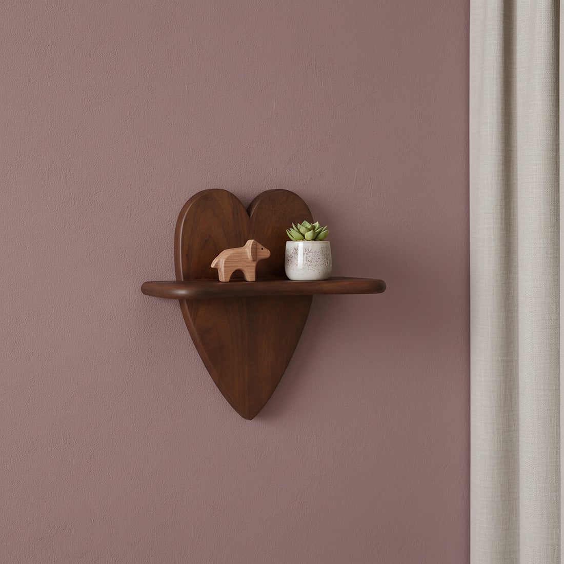 Bullnose mangohouten wandplank Heart