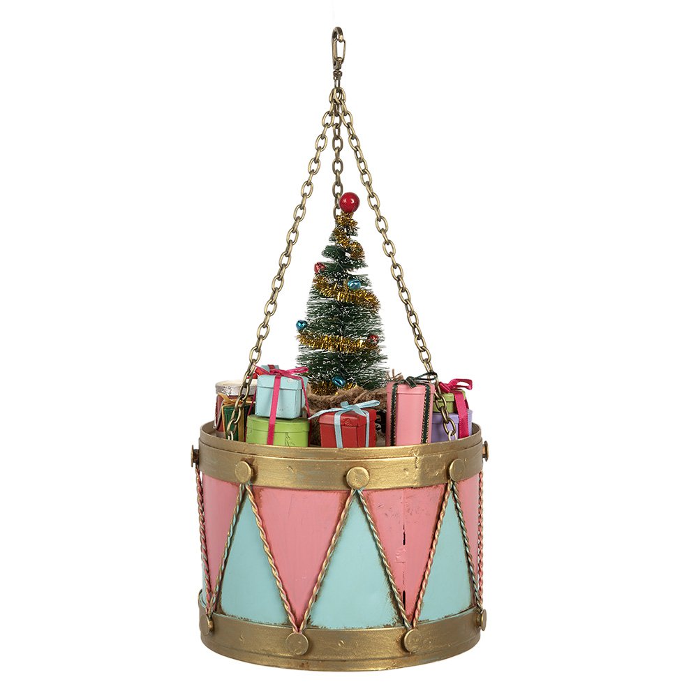 Decoratie Beeld Trommel Ø 17x25/37 cm Roze Blauw Metaal