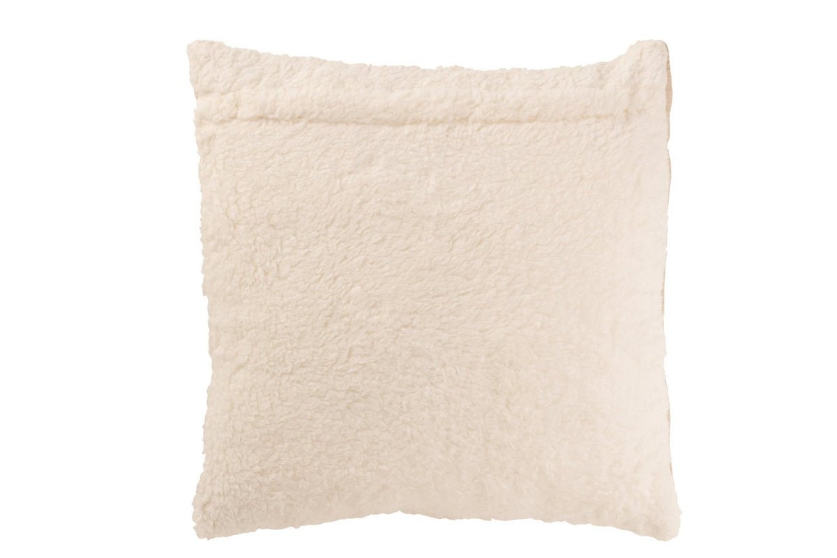J-Line Kussen Teddy Strepen Stiksel Katoen/Polyester Beige