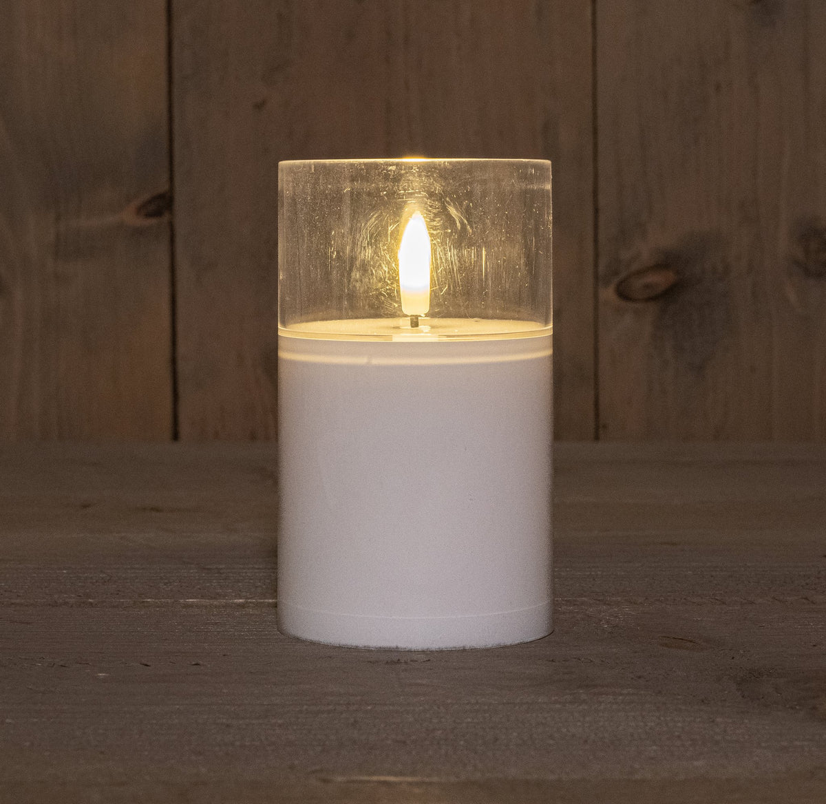 LED kaars voor buiten 3D vlam 12cm wit